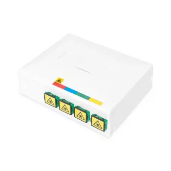 DIGITUS FTTH enclosure, with 4x SC (APC) SX adapter surface and DIN-rail mount