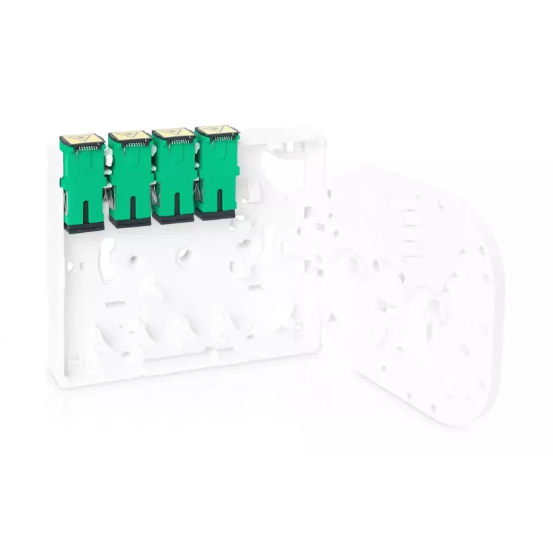DIGITUS FTTH enclosure, with 4x SC (APC) SX adapter surface and DIN-rail mount