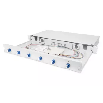 DIGITUS Fiber Optic Splice Box LC OS2 1U 6xLC-DX cas. pigtails coupler