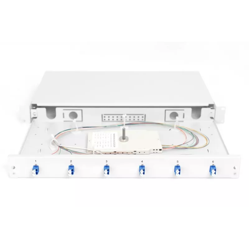 DIGITUS Fiber Optic Splice Box LC OS2 1U 6xLC-DX cas. pigtails coupler
