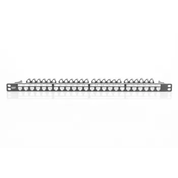 DIGITUS Modular Patch Panel, shielded 24-port, label field, 0.5U, rack mount, color black RAL 9005