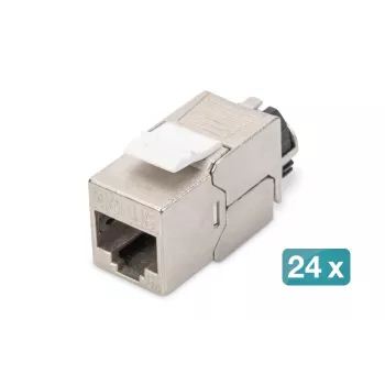 DIGITUS CAT6a Keystone Jack - shielded, tool free connection - intelligent cable manager - 24 Pcs