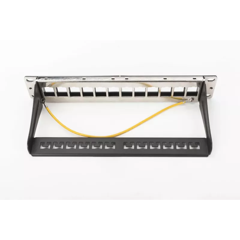 DIGITUS Modular Patch Panel, shielded 12-port, Blank, 1U, 254mm (10 inch) Rack Mount Color black RAL 9005