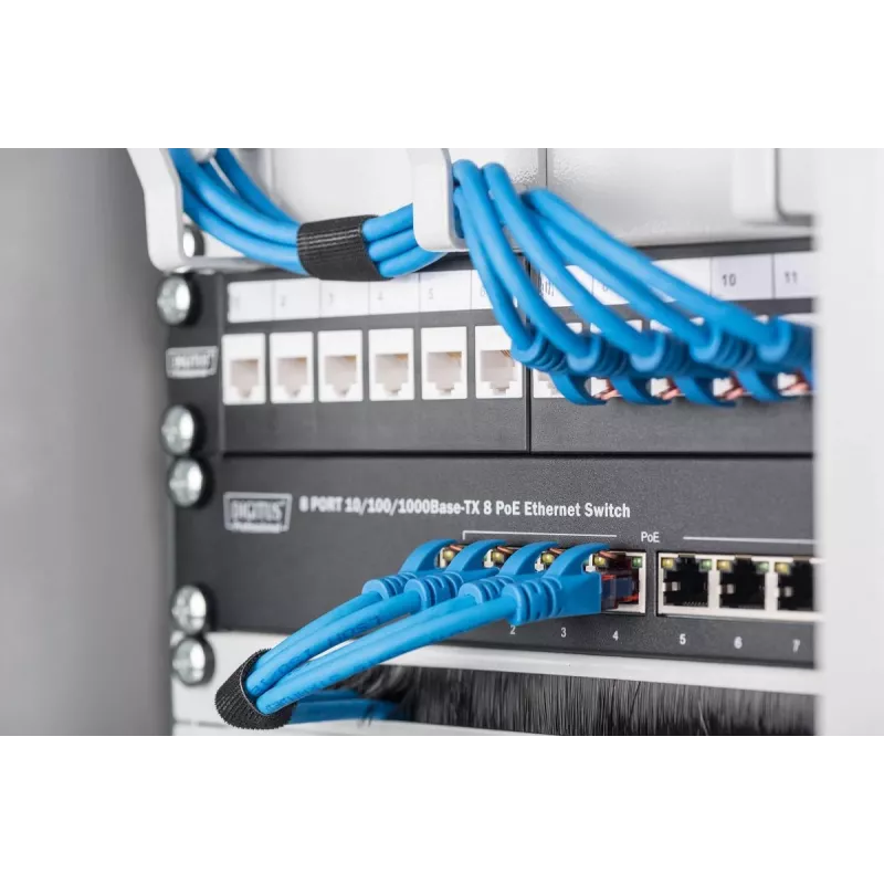 DIGITUS Modular Patch Panel, shielded 12-port, Blank, 1U, 254mm (10 inch) Rack Mount Color black RAL 9005