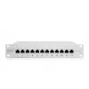 DIGITUS CAT6A Patch Panel, shielded, 12-Port label field, 1U, 10in rack mount, grey RAL 7035