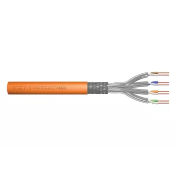 DIGITUS installation cable - Cat 7 - S/FTP - AWG 23/1 - simplex - 250m - Orange - 1200 MHz Dca (EN 50575), Paper box,SX