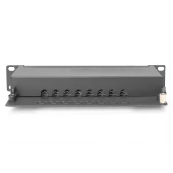 DIGITUS Patch Panel CAT6A shielded,8-Port 1U, 10in rack mount, black RAL 9005
