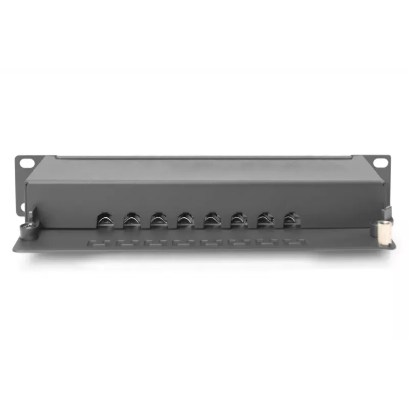 DIGITUS Patch Panel CAT6A shielded,8-Port 1U, 10in rack mount, black RAL 9005