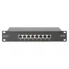 DIGITUS Patch Panel CAT6A shielded,8-Port 1U, 10in rack mount, black RAL 9005