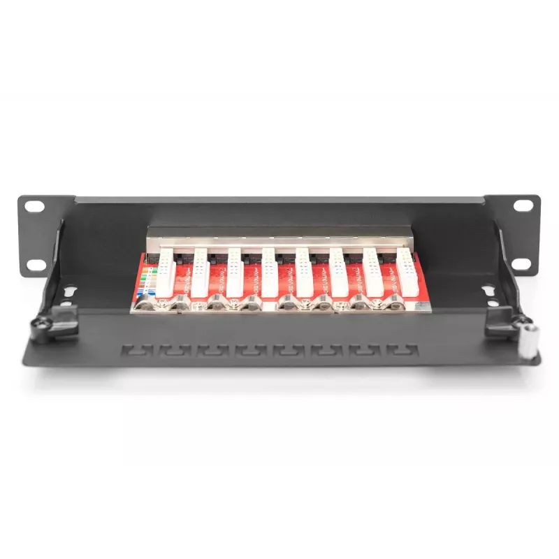 DIGITUS Patch Panel CAT6A shielded,8-Port 1U, 10in rack mount, black RAL 9005