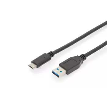 DIGITUS ASSMANN USB Type-C connection cable, Type C to A M/M, 1m full featured, Gen2, 3A, 10GB, 3.1 Version, CE, black