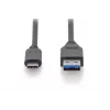 DIGITUS ASSMANN USB Type-C connection cable, Type C to A M/M, 1m full featured, Gen2, 3A, 10GB, 3.1 Version, CE, black