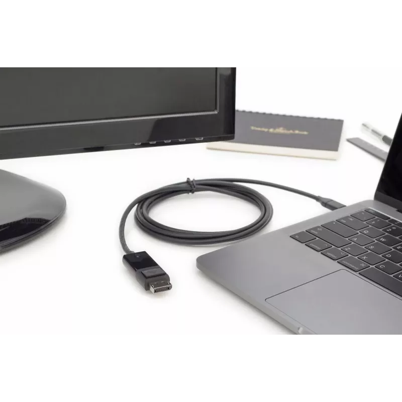 DIGITUS USB Type-C adapter cable, Type-C to DP M/M, 2m 4K/60Hz, 32,4 GB, CE, black
