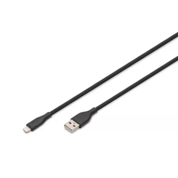 DIGITUS USB Silicone charging cable USB-A - Lightning USB 2.0 12W - 1m black