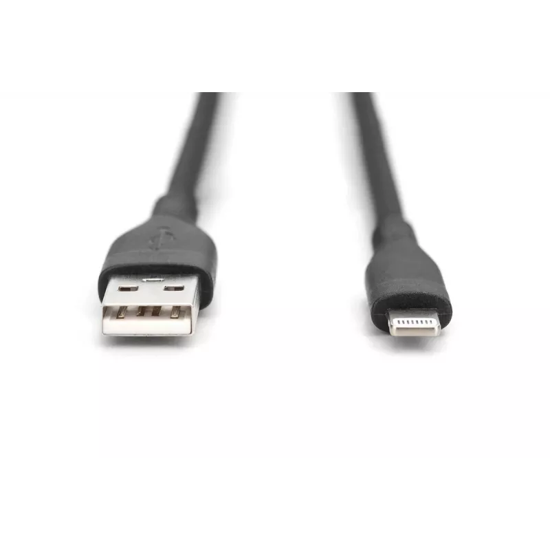 DIGITUS USB Silicone charging cable USB-A - Lightning 2m USB 2.0 12W - 2m black