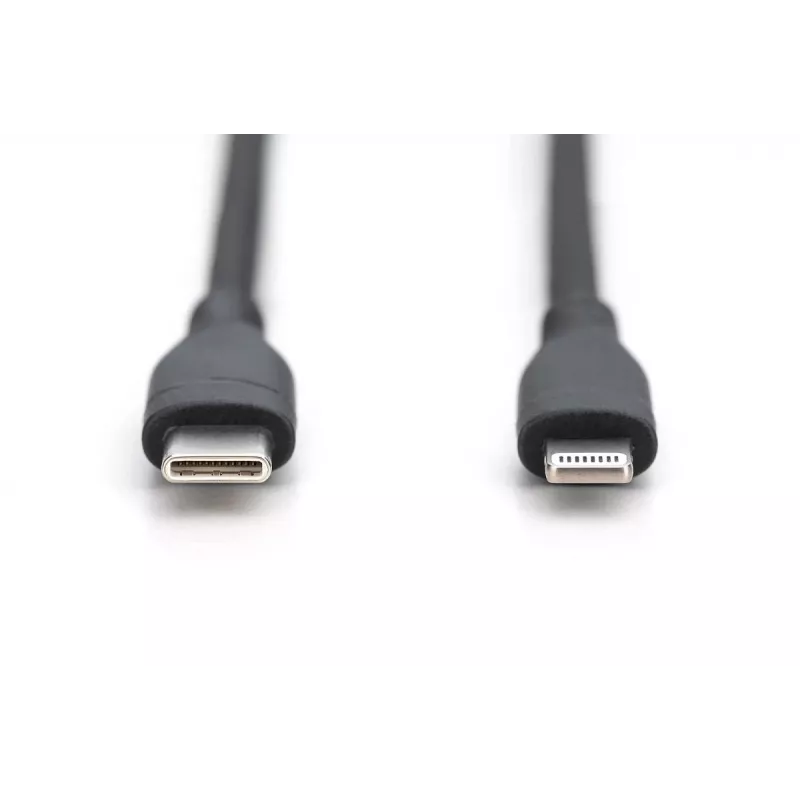 DIGITUS USB Silicone charging cable USB-C - Lightning USB 2.0 60W - 1m black