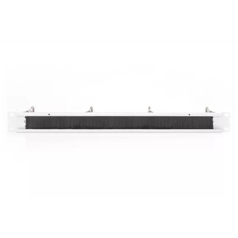 DIGITUS 1U cable management panel with brush 4x steel rings 40x75 mm, grey (RAL 7035)