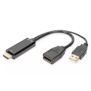 Digitus 4K HDMI Adapter HDMI to DisplayPort 0.2m HDMI Type A USB