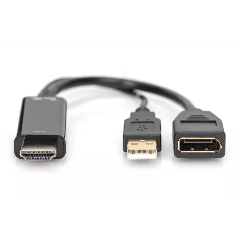 Digitus 4K HDMI Adapter HDMI to DisplayPort 0.2m HDMI Type A USB