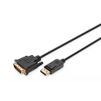 DIGITUS DisplayPort adapter cable, DP - DVI (24+1) M/M, 3m w/interlock, DP 1.1a compatible, CE black