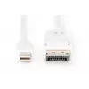 DIGITUS DisplayPort connection cable, mini DP - DP M/M, 2m w/interlock, DP 1.1a conform white