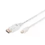 DIGITUS DisplayPort connection cable, mini DP - DP M/M, 3m w/interlock, DP 1.1a conform white