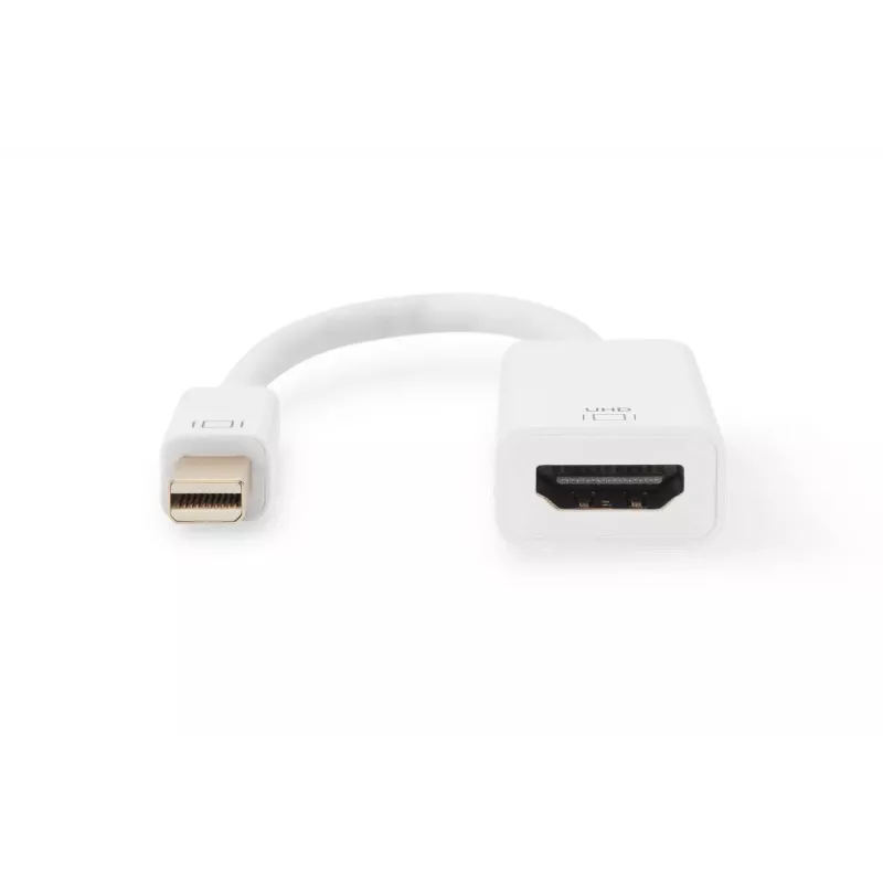 DIGITUS ASSMANN DisplayPort adapter cable, mini DP - HDMI type A M/F, 20cm HDMI Ver. 2.0, active, CE, gold, white