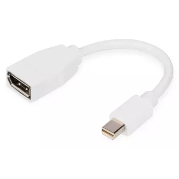 DIGITUS DisplayPort adapter cable, mini DP - DP M/F, 0.15m, DP 1.2 conform, white