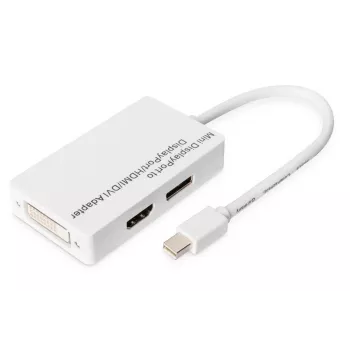 DIGITUS MiniDP to DP HDMI+DVI Adapter 20cm DP 1.1a compatible white