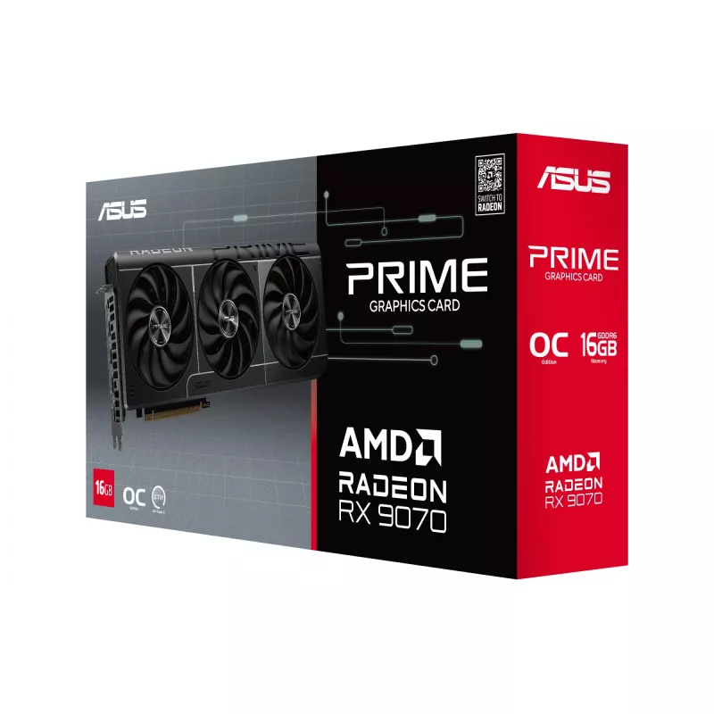 Graphics card ASUS Radeon RX 9070 16 GB GDDR6 PCIe 5.0, 256-bit, 3xDP 1xHDMI, 312 mm, 2.5-slot, OC edition