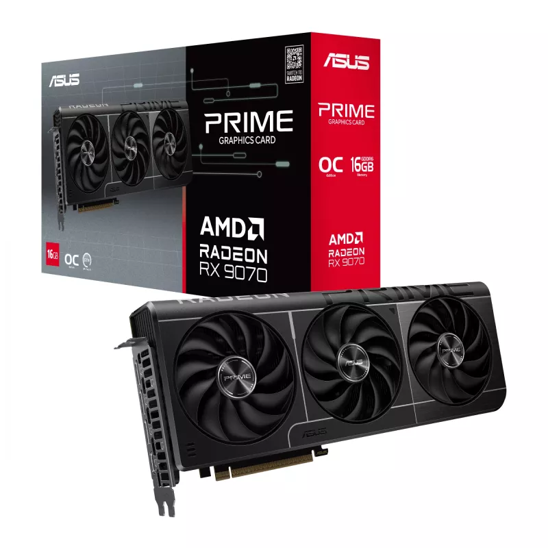 Graphics card ASUS Radeon RX 9070 16 GB GDDR6 PCIe 5.0, 256-bit, 3xDP 1xHDMI, 312 mm, 2.5-slot, OC edition