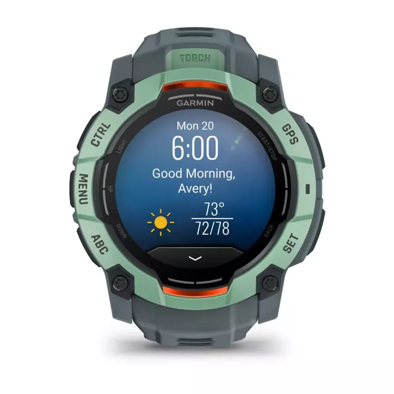 Smartwatch GARMIN Instinct 3 AMOLED — 50 mm case, AMOLED 1.3 inch, GPS/GLONASS/Galileo, 10 ATM, 24-day battery