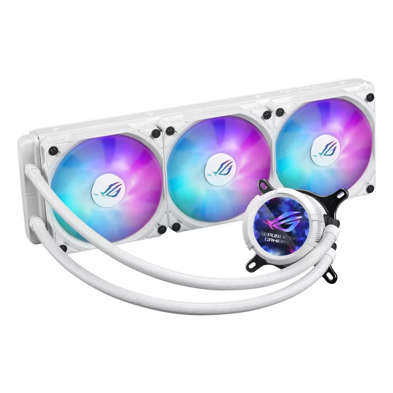 All-in-one liquid cooler ASUS ROG Strix LC III 360 ARGB White Edition — 360 mm radiator, 3x 120 mm fans, LCD water block, PWM