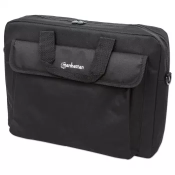 Manhattan London Laptop Bag 15.6 inch, Top Loader, Black, LOW COST, Accessories Pocket, Shoulder Strap (removable), Cheaper alternative to Targus TAR300, Notebook Case, Three Year Warranty