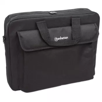Manhattan London Laptop Bag 15.6 inch, Top Loader, Black, LOW COST, Accessories Pocket, Shoulder Strap (removable), Cheaper alternative to Targus TAR300, Notebook Case, Three Year Warranty
