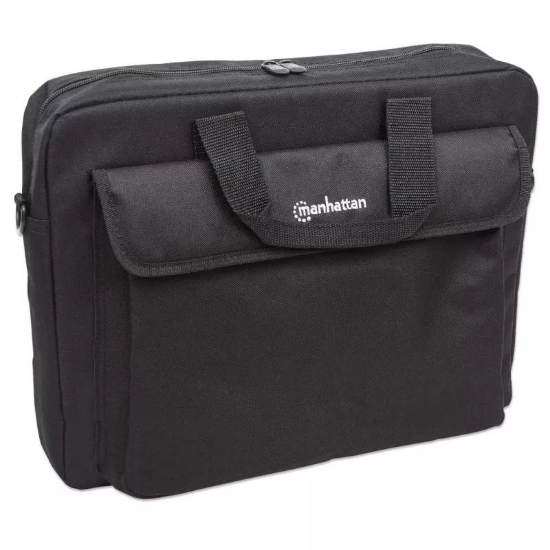 Manhattan London Laptop Bag 15.6 inch, Top Loader, Black, LOW COST, Accessories Pocket, Shoulder Strap (removable), Cheaper alternative to Targus TAR300, Notebook Case, Three Year Warranty