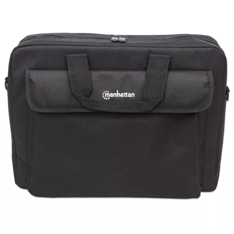 Manhattan London Laptop Bag 15.6 inch, Top Loader, Black, LOW COST, Accessories Pocket, Shoulder Strap (removable), Cheaper alternative to Targus TAR300, Notebook Case, Three Year Warranty