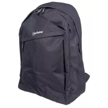 Manhattan Knappack Backpack 15.6 inch, Black, LOW COST, Lightweight, Internal Laptop Sleeve, Accessories Pocket, Padded Adjustable Shoulder Straps, Water Bottle Holder, Three Year Warranty