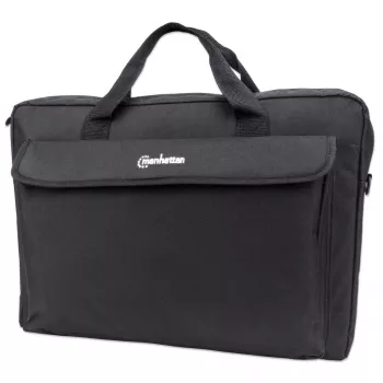 Manhattan London Laptop Bag 17.3 inch, Top Loader, Black, LOW COST, Accessories Pocket, Shoulder Strap (removable), Notebook Case, Three Year Warranty