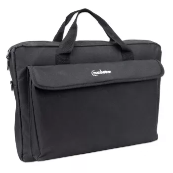 Manhattan London Laptop Bag 17.3 inch, Top Loader, Black, LOW COST, Accessories Pocket, Shoulder Strap (removable), Notebook Case, Three Year Warranty