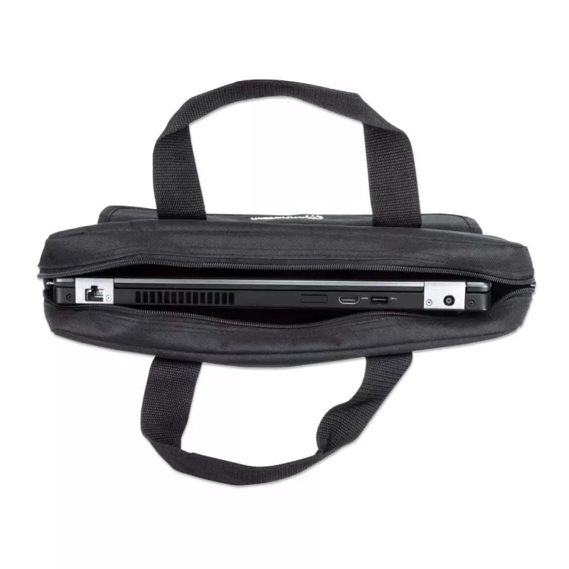 Manhattan London Laptop Bag 17.3 inch, Top Loader, Black, LOW COST, Accessories Pocket, Shoulder Strap (removable), Notebook Case, Three Year Warranty