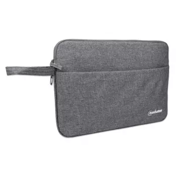 Manhattan Seattle Laptop Sleeve 14.5 inch, Grey, Padded, Extra Soft Internal Cushioning, Main Compartment with double zips, Zippered Front Pocket, Carry Loop, Water Resistant and Durable, Notebook Slipcase, Three Year Warranty