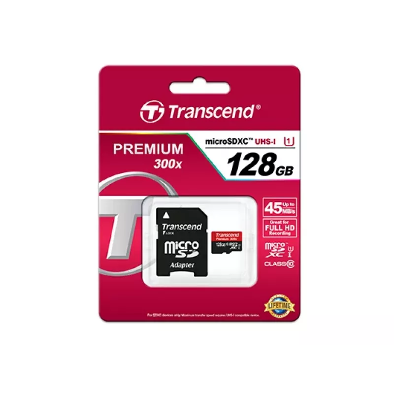 TRANSCEND 128GB Micro Sdhc Class 10 Uhs-1 With Adapter