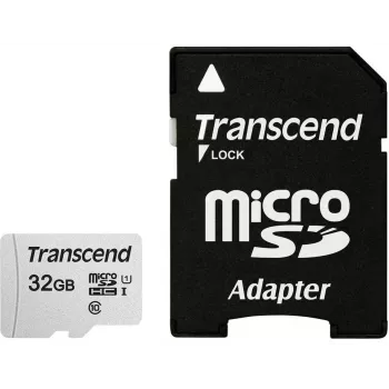 Flash Memory Transcend 32GB MicroSDHC SD Card TS32GUSD300S-A