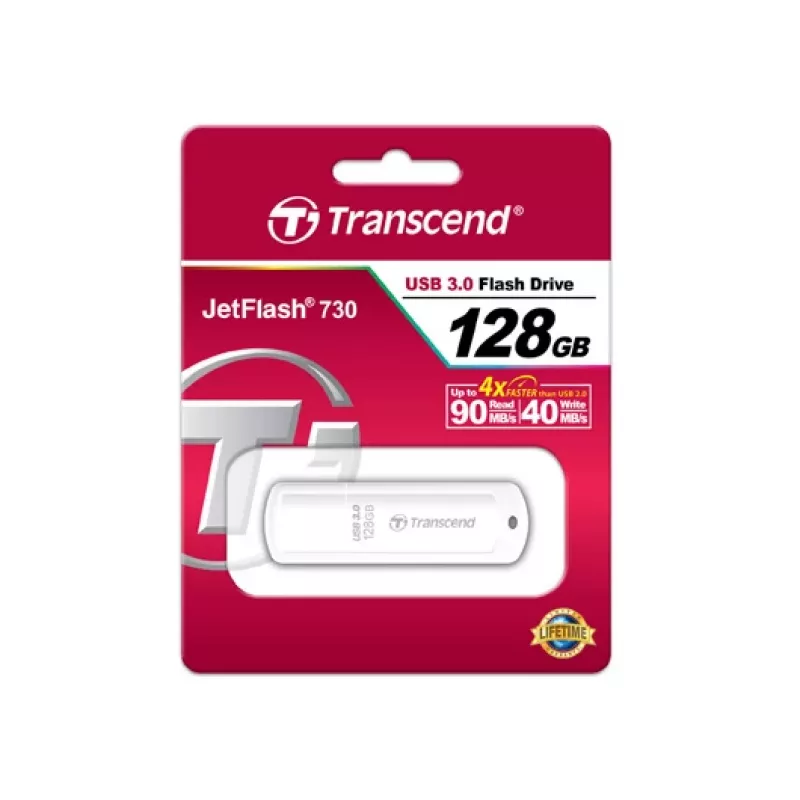 TRANSCEND Jetflash 730 - 128GB USB Stick - USB 3.0 - White