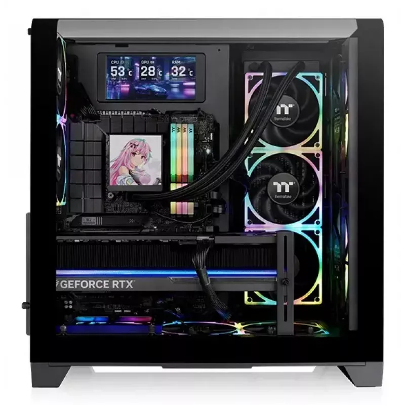 PC Case Thermaltake View 390 Air Midi Tower — Black, supports PS2 PSU, 3.5 inch HDD, 2.5 inch SSD, up to 200 mm front fans