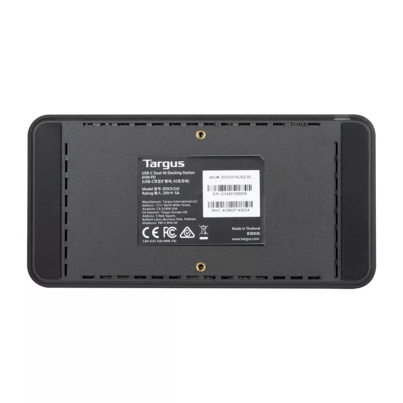 Targus DOCK310EUZ laptop dock/port replicator Wired USB 3.2 Gen 1 (3.1 Gen 1) Type-C Black