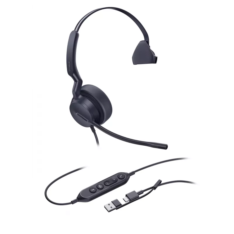 Yealink UH44 Mono Teams USB-C/A Headset, Wired, 20 - 20000 Hz, Office/Call center, 127 g, Headset, Black