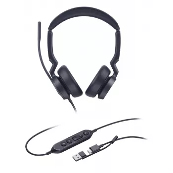 Yealink UH46 Dual UC USB-C/A Headset, Wired, 20 - 20000 Hz, Office/Call center, 166 g, Headset, Black