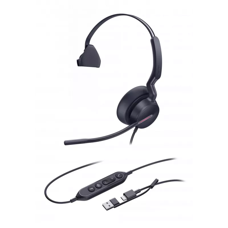 Yealink UH46 Mono Teams USB-C/A Headset, Wired, 20 - 20000 Hz, Office/Call center, 127 g, Headset, Black